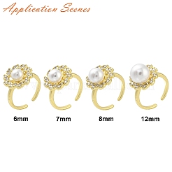 Регулируемые латунные манжетные кольца с микропаве из кубического циркония для полусверленных бусин&nbsp;RJEW-Z113-23G