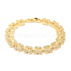 Браслеты-цепочки из вишневой латуни с микропаве из кубических цирконий&nbsp;BJEW-L703-01B-G