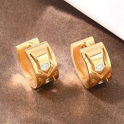 Серьги-кольца из нержавеющей стали 304 с прозрачным кубическим цирконием&nbsp;EJEW-L307-12G-02