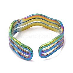 Ионное покрытие (ip) 304 нержавеющая сталь тройная линия открытое кольцо-манжета для женщин&nbsp;RJEW-M149-02RC