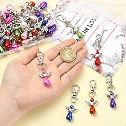 40шт 8 цвета ангел пластиковый жемчужный кулон украшение&nbsp;HJEW-CJ00062