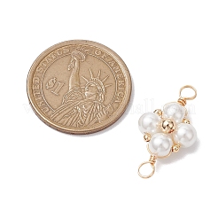 Стеклянный жемчуг медная проволока обернутая цветочная подвеска-коннектор&nbsp;PALLOY-JF03048-01