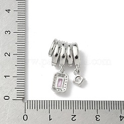 Прямоугольные подвески из латуни с розовым паве и прозрачными кубическими цирконами&nbsp;KK-I371-19P