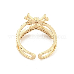 Латунные микро проложить манжеты кольца кубического циркония&nbsp;RJEW-I103-067G
