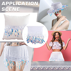 Кружевная лента из полиэстера с кисточками&nbsp;OCOR-WH20006-02C