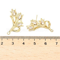 Латунные микро-паве прозрачные серьги-гвоздики из циркония&nbsp;KK-Z106-02G-09