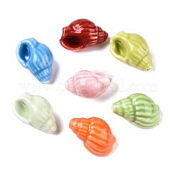 Нитка фарфоровых бусин ручной работы с принтом&nbsp;X-PORC-T133-01M