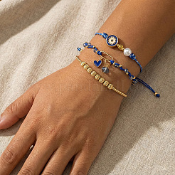 3 шт. Набор из 3 браслетов с подвесками из латуни и стеклянных бусин.&nbsp;EY6397-2