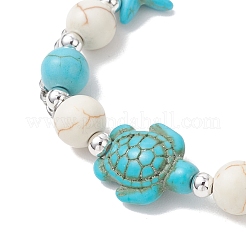 2шт. эластичные браслеты из синтетических бирюзовых бусин&nbsp;BJEW-JB13292