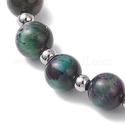 Женские браслеты из натурального тигрового глаза и нержавеющей стали 304 с бусинами&nbsp;BJEW-JB13137