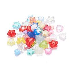 350шт 10 стиля прозрачные и непрозрачные акриловые бусины в форме сердца и звезды&nbsp;TACR-YW0001-33