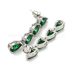 Серьги-гвоздики из латуни и стекла платинового цвета для женщин&nbsp;EJEW-H310-01P-01