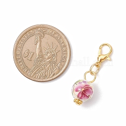 10 шт. круглый фарфоровый керамический кулон ручной работы с цветочным принтом&nbsp;HJEW-JM03828