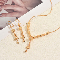 Винтажное латунное колье и серьги с круглыми бусинами и кисточками для женщин.&nbsp;EI2858