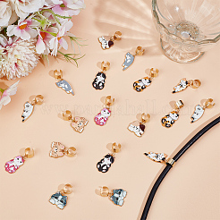 18 шт. 9 стиля кошачий сплав эмалированный стетоскоп подвеска украшения&nbsp;HJEW-OC00184