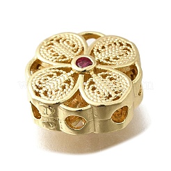 Латунные многорядные звенья из кубического циркония среднего фиолетового и красного цвета&nbsp;KK-M316-07G