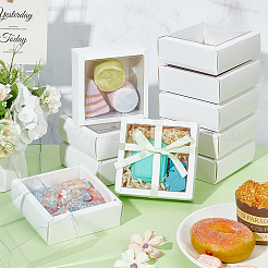 Квадратные бумажные коробки для печенья с прозрачным окном из ПВХ&nbsp;LS-CON-WH0098-16A-02