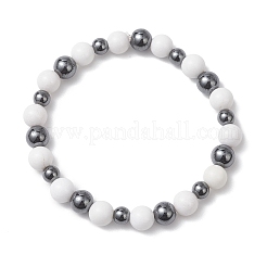 Браслеты из натурального машанского нефрита и немагнитного синтетического гематита с бусинами для женщин&nbsp;BJEW-JB13138