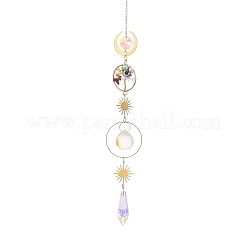 Кольцо из смешанного натурального камня в проволочной обертке с подвеской «Древо жизни»&nbsp;HJEW-K046-05G-02