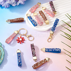 12 шт. 4-цветная фурнитура для брелока из сплава со стразами&nbsp;FIND-BT0001-38A