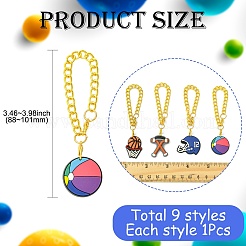 9 шт. 9 стиля шармы для пластиковых стаканчиков из ПВХ с изображением мяча&nbsp;HJEW-CJ0001-18