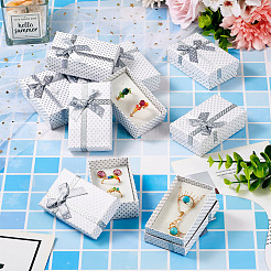 Картонные подарочные коробки для ювелирных изделий в горошек с бантом&nbsp;CON-TAC0001-10C