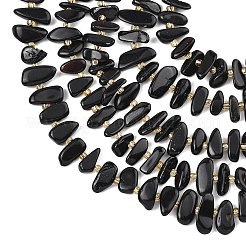 Натуральные бусины из черного оникса (окрашенные и нагретые)&nbsp;G-F821-A03-01