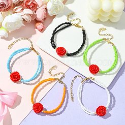 Многорядные браслеты из стеклянных бусин&nbsp;BJEW-MZ00104