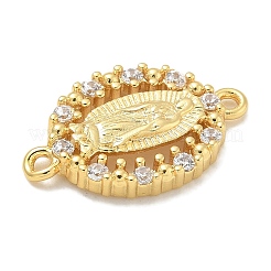 Стойка покрытие латунь прозрачный кубический цирконий религия овальный Дева Мария соединительные подвески&nbsp;KK-L224-097G