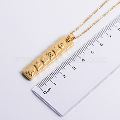 Французский винтажный стиль нержавеющая сталь Ом Мани Падме Хум прямоугольные подвески ожерелья для женщин&nbsp;JR8082