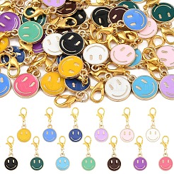 20 шт. подвеска в виде улыбающегося лица из двухцветного сплава с эмалью&nbsp;HJEW-YW00218