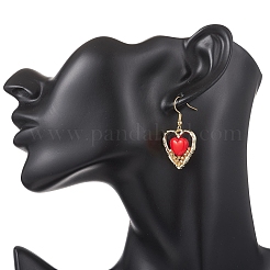 Серьги-подвески из стеклянных бусин в форме сердца&nbsp;EJEW-MZ00651