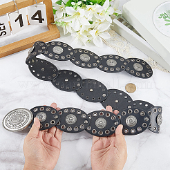 Винтажные ремни из сплава и искусственной кожи с овальными монетами&nbsp;AJEW-WH20128-038A