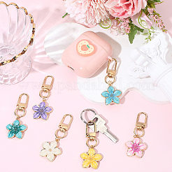 12 шт. 6-х цветная эмалевая подвеска в виде цветка&nbsp;HJEW-SC0002-79