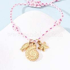 Браслеты с подвесками из нержавеющей стали 304&nbsp;BJEW-D369-02G