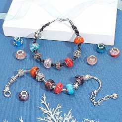 Смешанный стиль ручной работы Стеклянные витые европейских бусы&nbsp;LPDL-PH0001-03-WH