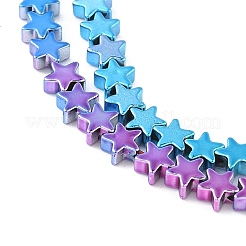 Нити синтетических немагнитных гематитовых бусин с градиентным цветным гальванопокрытием&nbsp;G-A263-F01-04