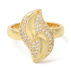 Открытые манжеты из листовой латуни микро паве с прозрачным фианитом&nbsp;RJEW-U008-36G