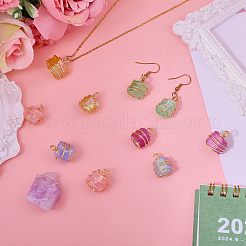 10 шт. 5-цветные подвески из натурального кварца с гальваническим покрытием и медной проволокой&nbsp;PALLOY-CA00020