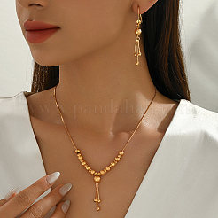 Винтажное латунное колье и серьги с круглыми бусинами и кисточками для женщин.&nbsp;VG0776