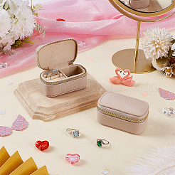 Портативные дорожные прямоугольные коробки для хранения ювелирных изделий из искусственной кожи на молнии&nbsp;LBOX-WH0007-001B