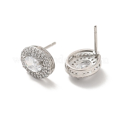 Овальные серьги-гвоздики из прозрачного кубического циркония&nbsp;EJEW-K093-15P