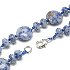 Колье из натуральной голубой яшмы с бисером&nbsp;NJEW-S393-03