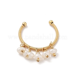 Латунные натуральные пресноводные жемчуга регулируемые открытые манжеты для женщин&nbsp;RJEW-U064-01G