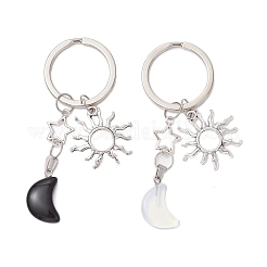 Подвески-брелки из синтетического опалита и натурального обсидиана&nbsp;KEYC-JKC01212