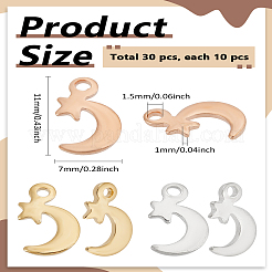 30 шт. 3 цвета 201 подвески из нержавеющей стали&nbsp;STAS-LP0003-98