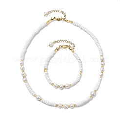 Браслеты и ожерелья из ракушечных бусин и стеклянных бусин&nbsp;SJEW-MZ00008-01