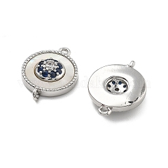 Подвески-соединители из латуни с микропаве из синего кубического циркония и ракушки&nbsp;KK-B129-17P