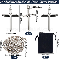 Наборы для самостоятельного изготовления ожерелья с подвеской-крестом из нержавеющей стали 304&nbsp;DIY-BBC0002-32P