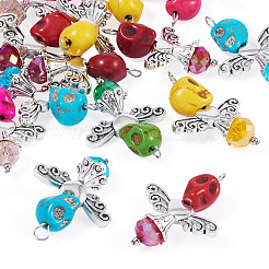 Подвески из синтетической бирюзы и стекла в виде черепа ангела&nbsp;PALLOY-TAC0115